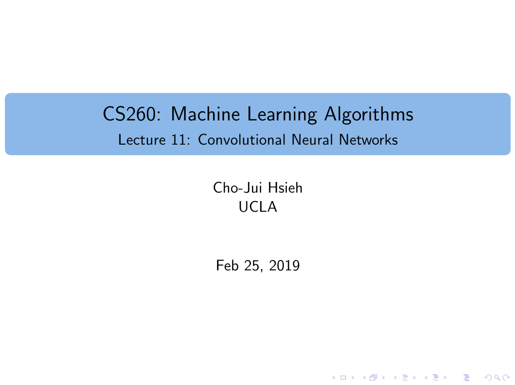 Lecture 11: Convolutional Neural Networks