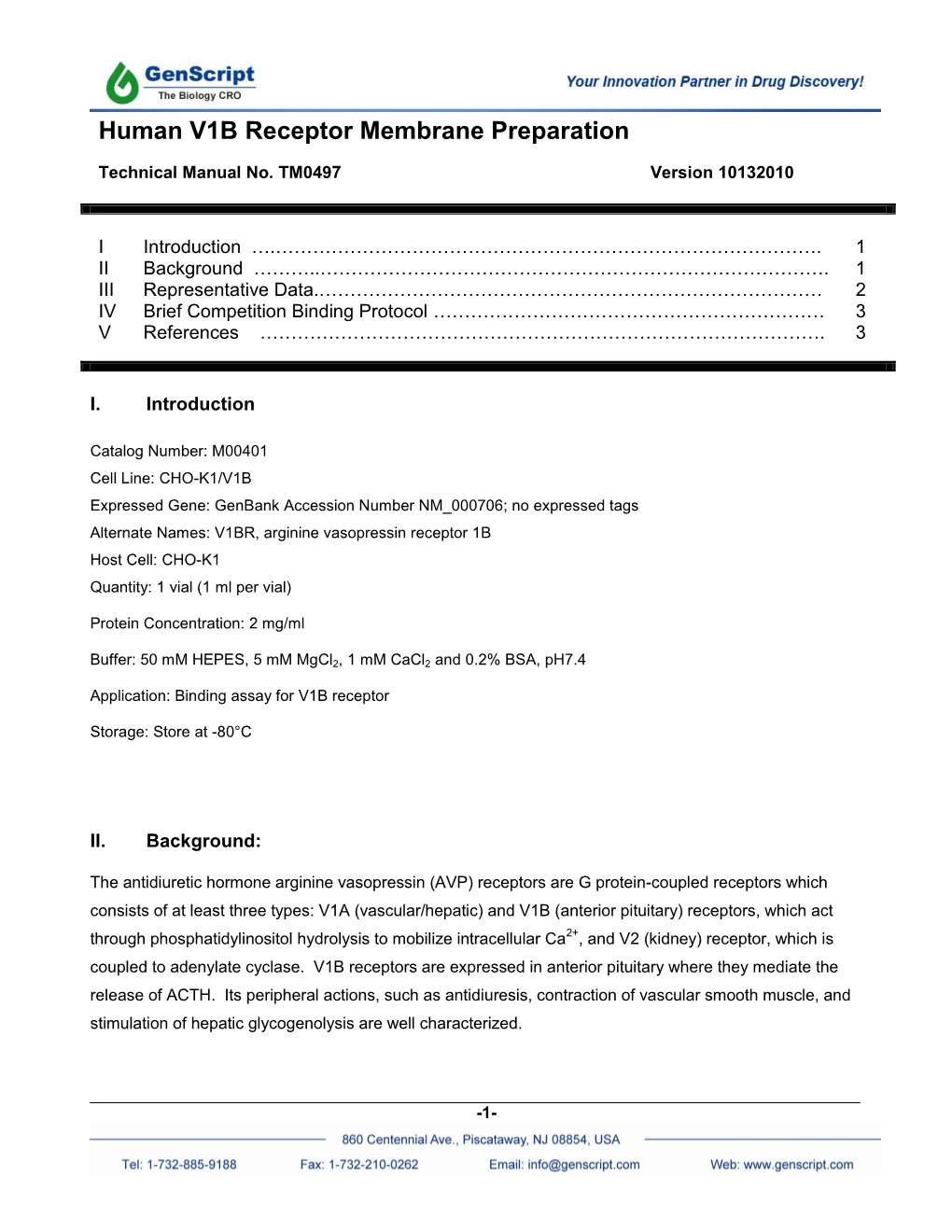 Human Recombinant V1B Vasopressin Receptor Stable Cell