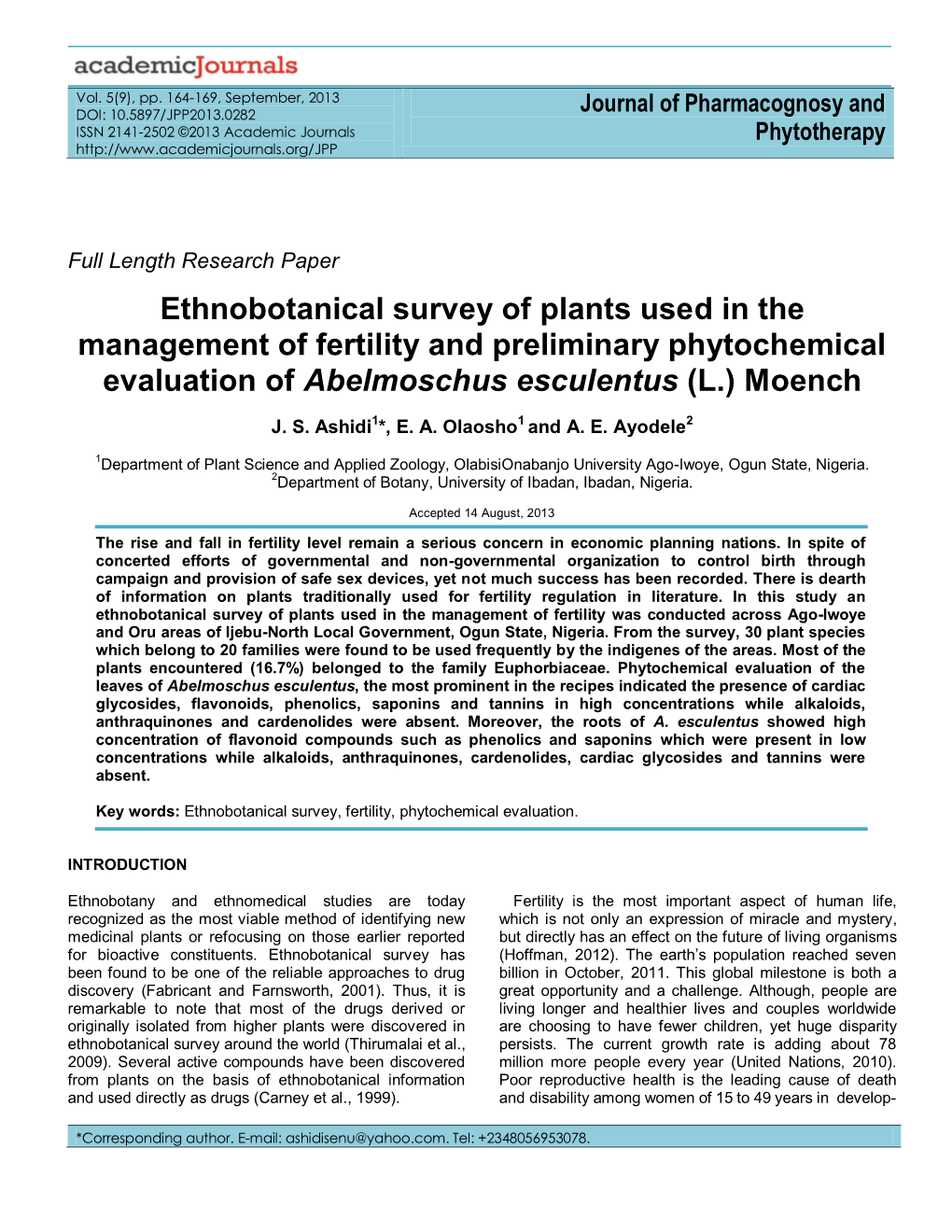 Ethnobotanicalsurvey and Preliminary Phytochemical Evaluation Of