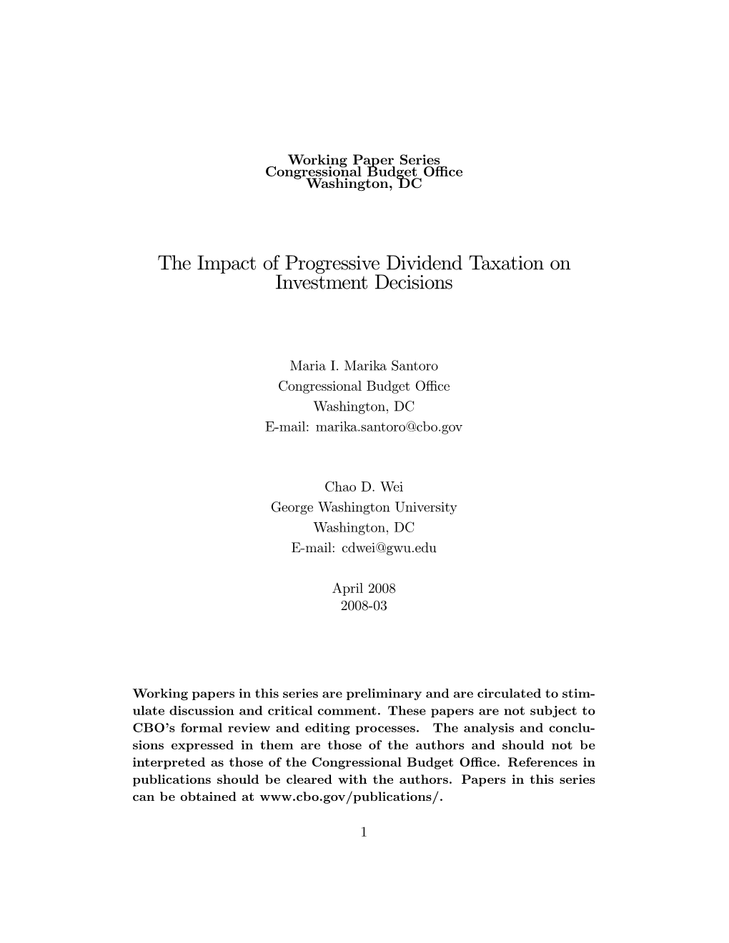 The Impact of Progressive Dividend Taxation on Investment Decisions