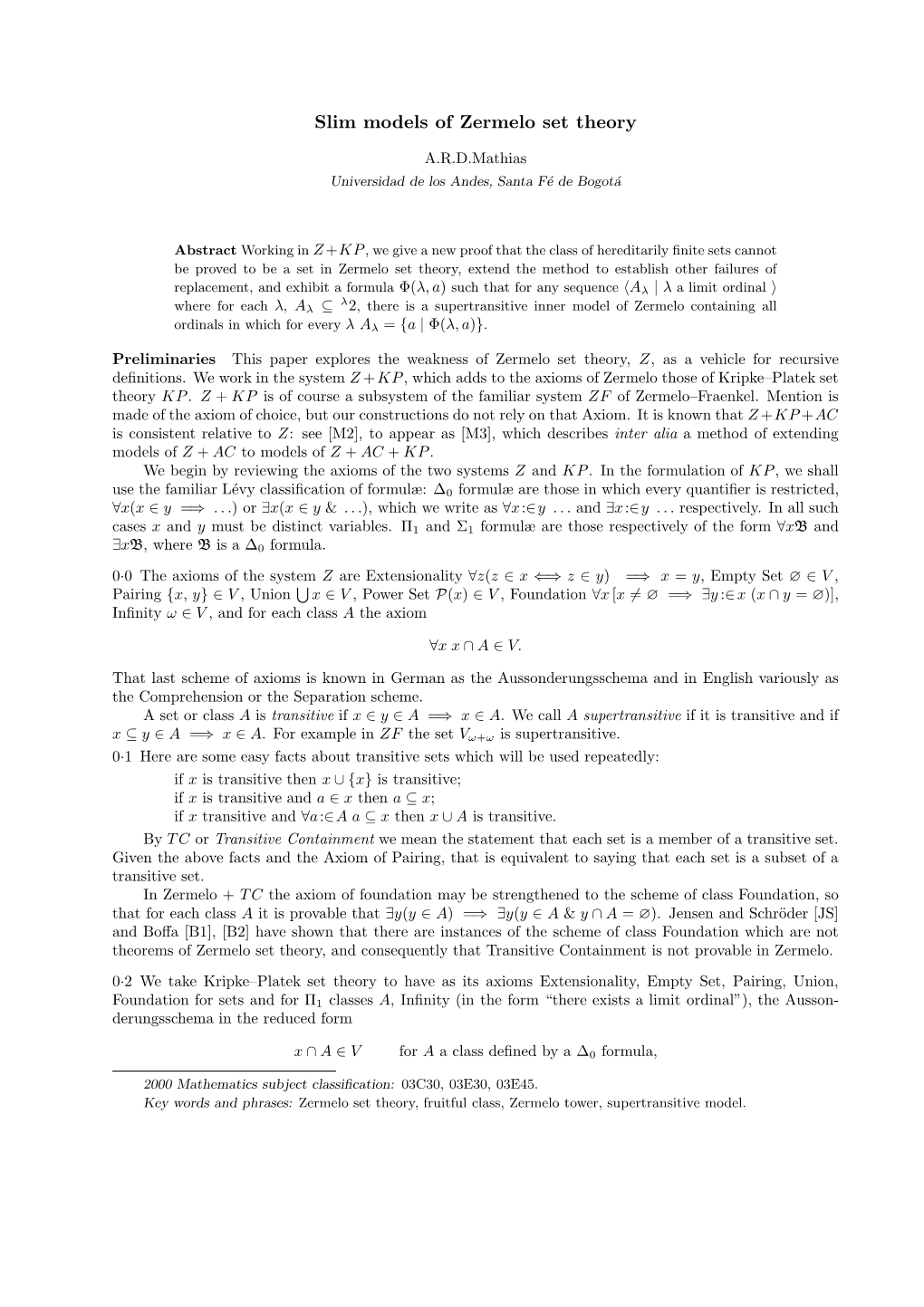 Slim Models of Zermelo Set Theory