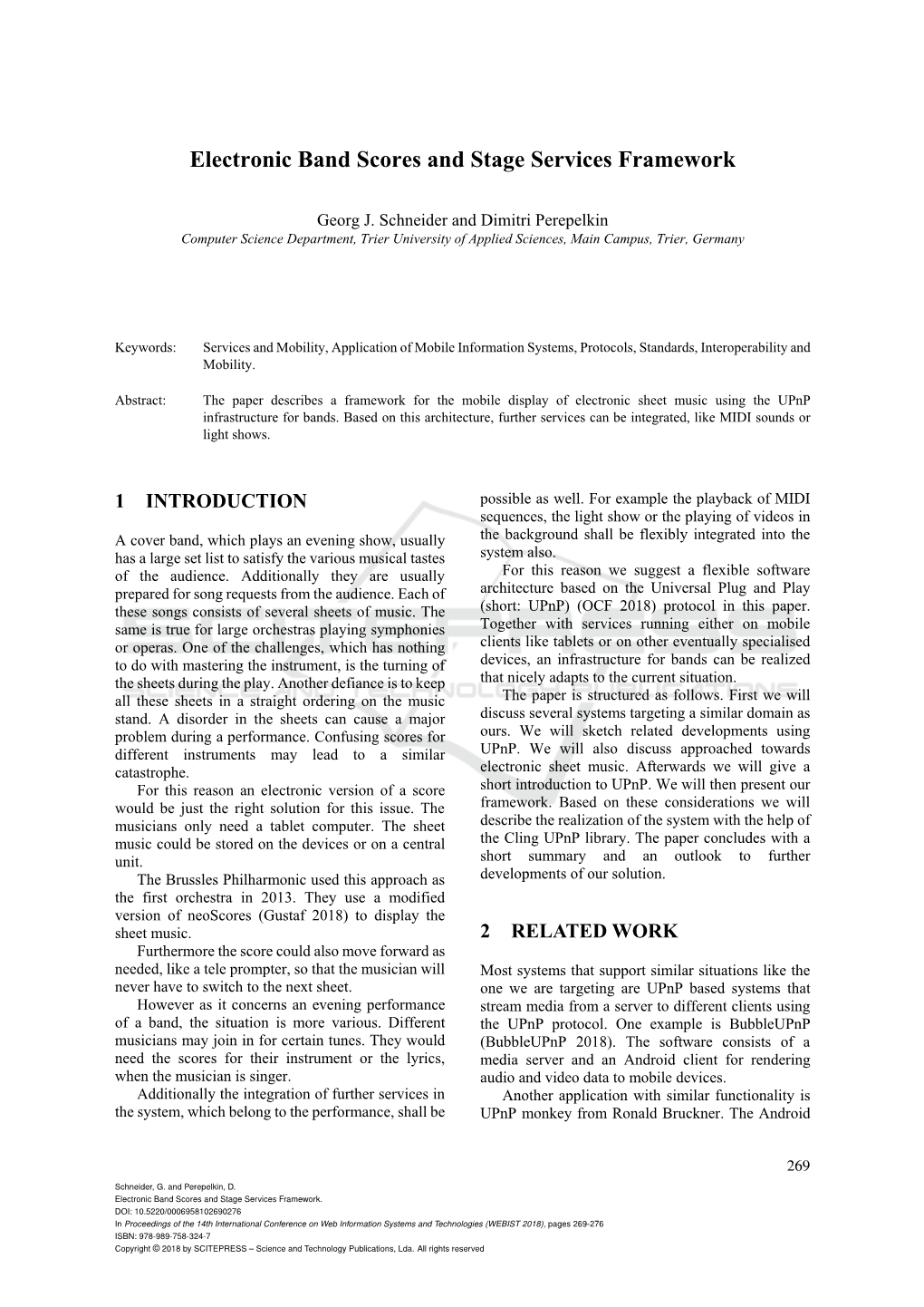 Electronic Band Scores and Stage Services Framework