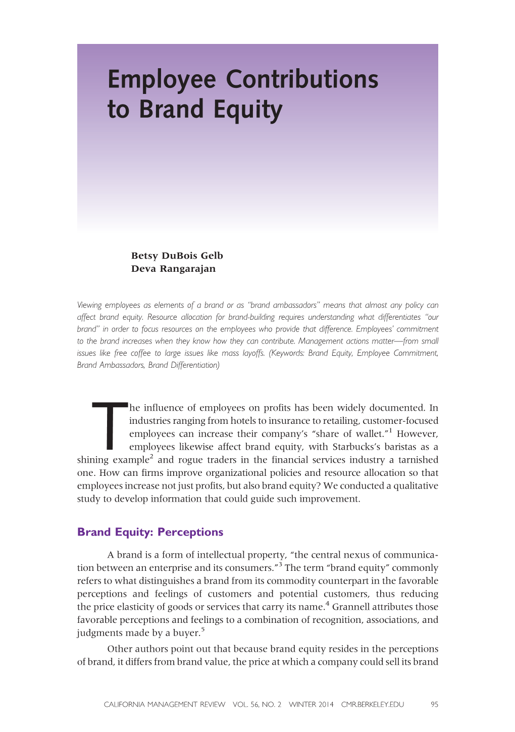 Employee Contributions to Brand Equity