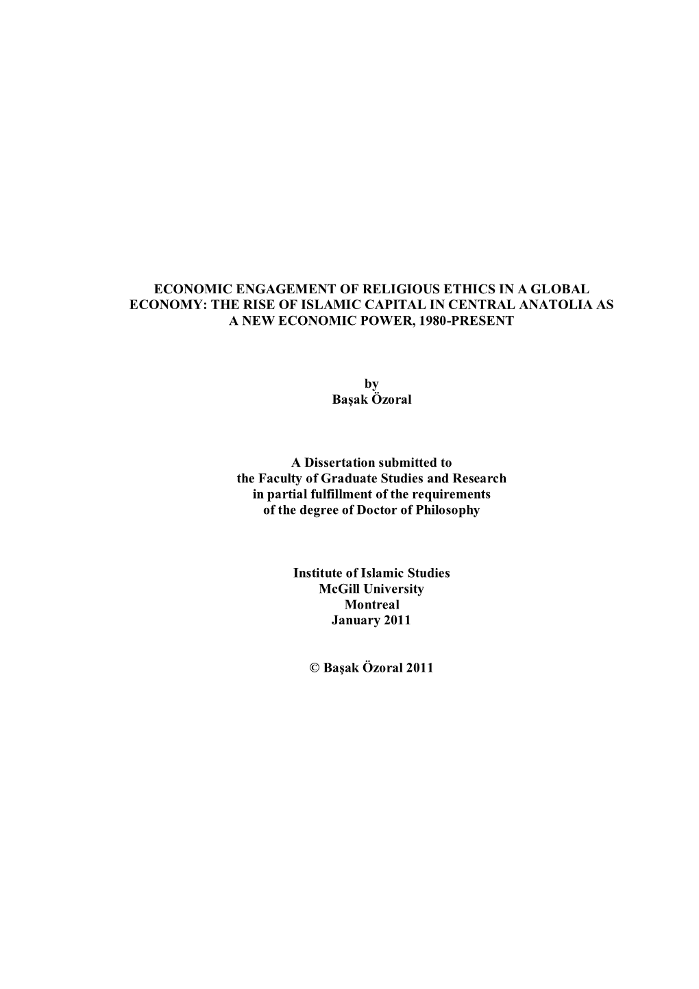 The Rise of Islamic Capital in Central Anatolia As a New Economic Power, 1980-Present