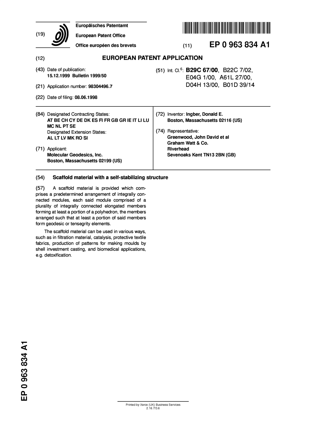 Scaffold Material with a Self-Stabilizing Structure