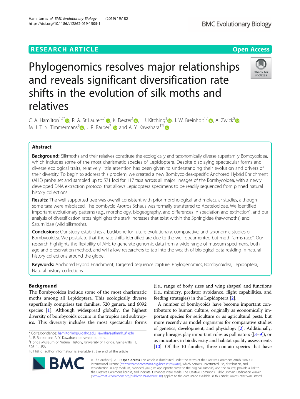 Phylogenomics Resolves Major Relationships and Reveals Significant Diversification Rate Shifts in the Evolution of Silk Moths and Relatives C