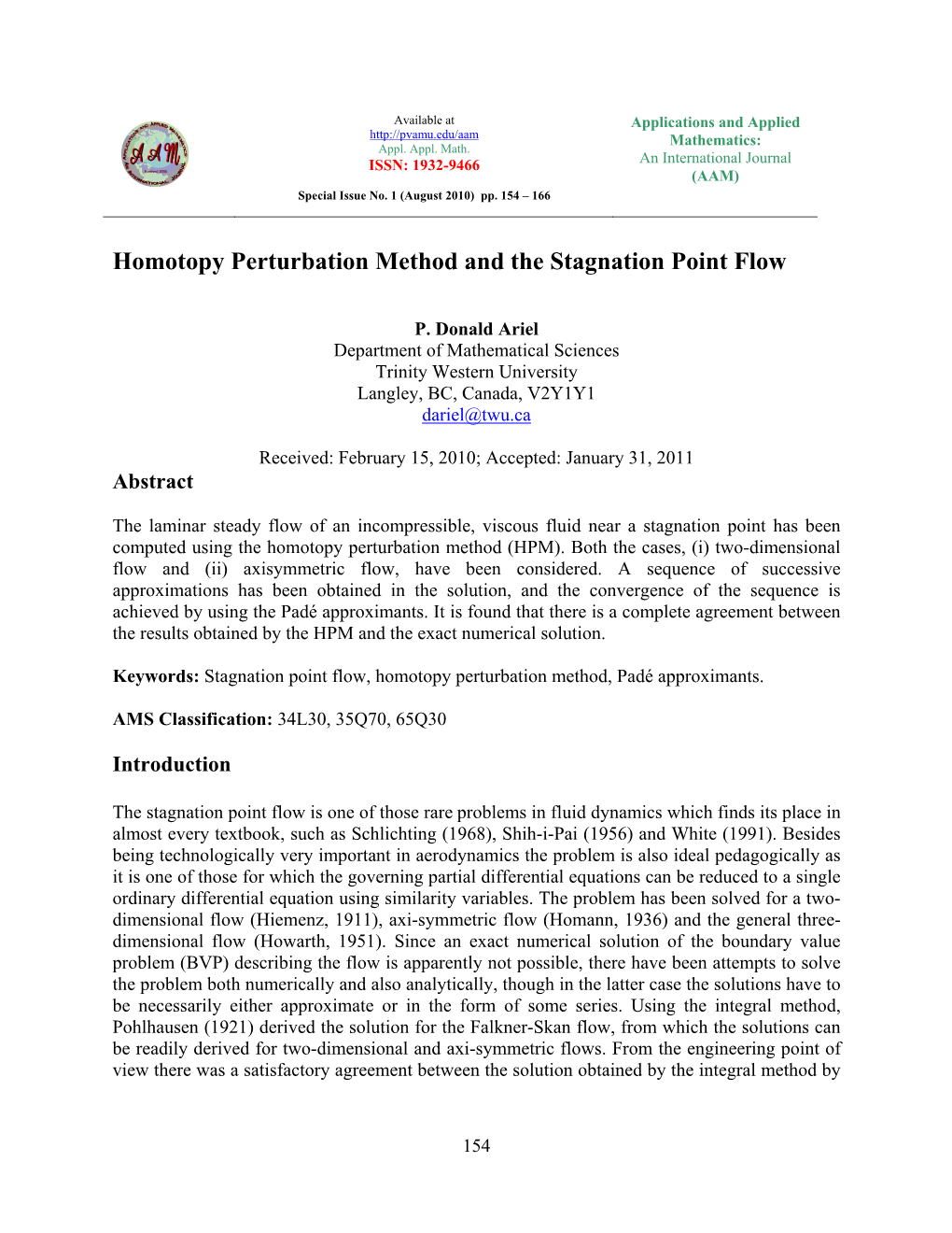 Homotopy Perturbation Method and the Stagnation Point Flow