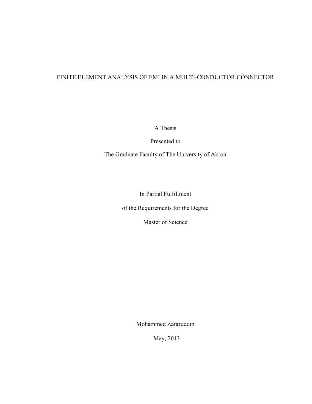 Finite Element Analysis of Emi in a Multi-Conductor Connector