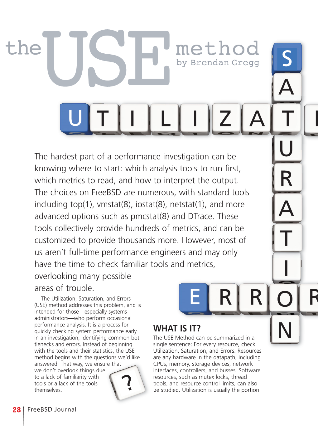 The USE Method Can Be Summarized in a N Tlenecks and Errors