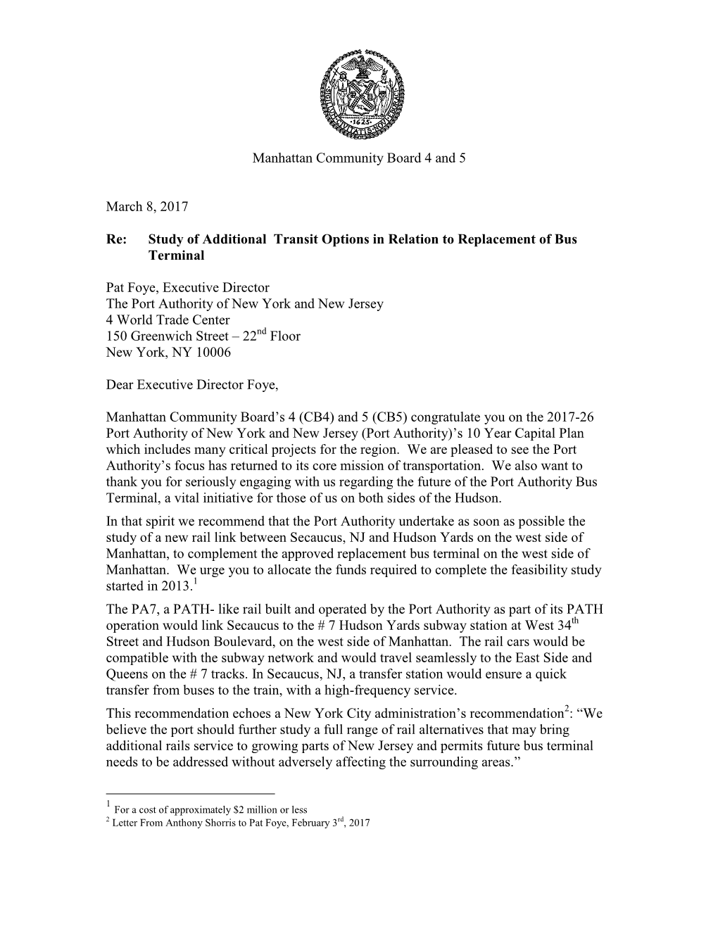 Study of Additional Transit Options in Relation to Replacement of Bus Terminal