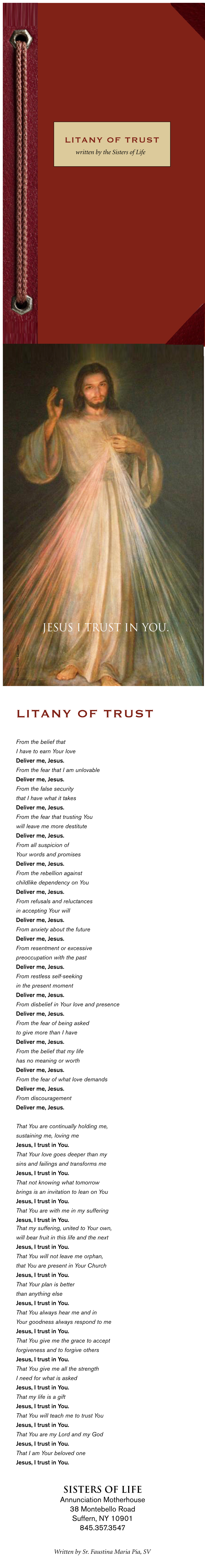 LITANY of TRUST Written by the Sisters of Life Istock: Milos Luzanin Milos Istock