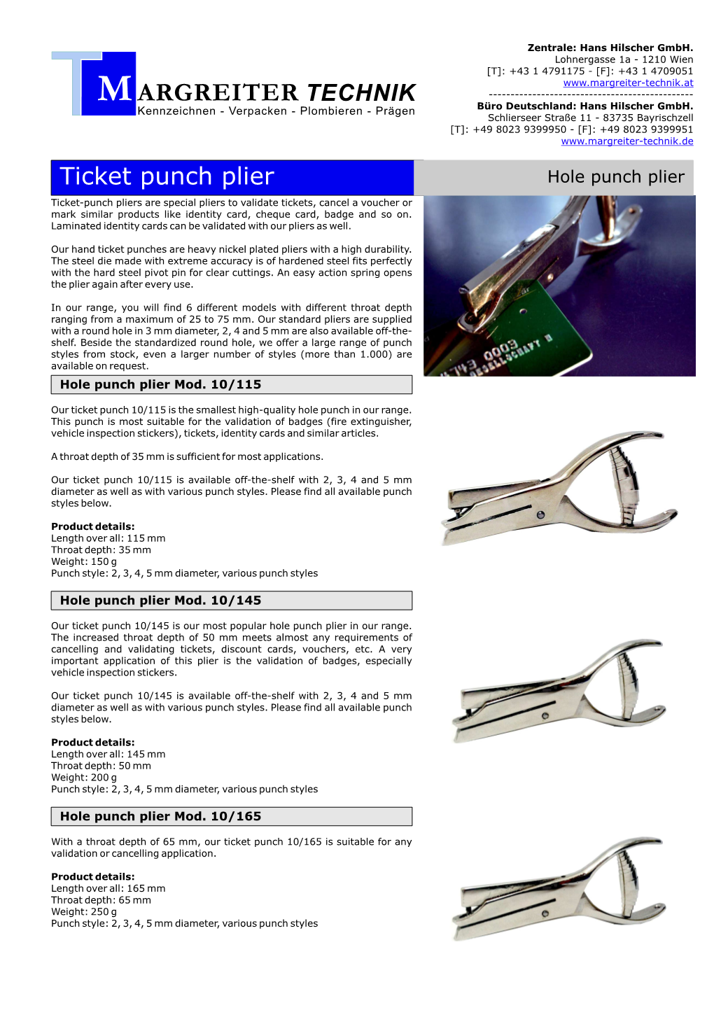 Catalog Ticket Punch Plier