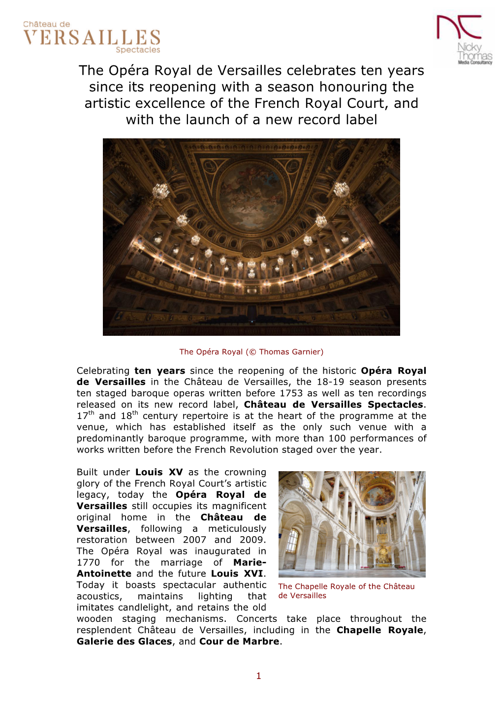 The Opéra Royal De Versailles Celebrates Ten Years Since Its
