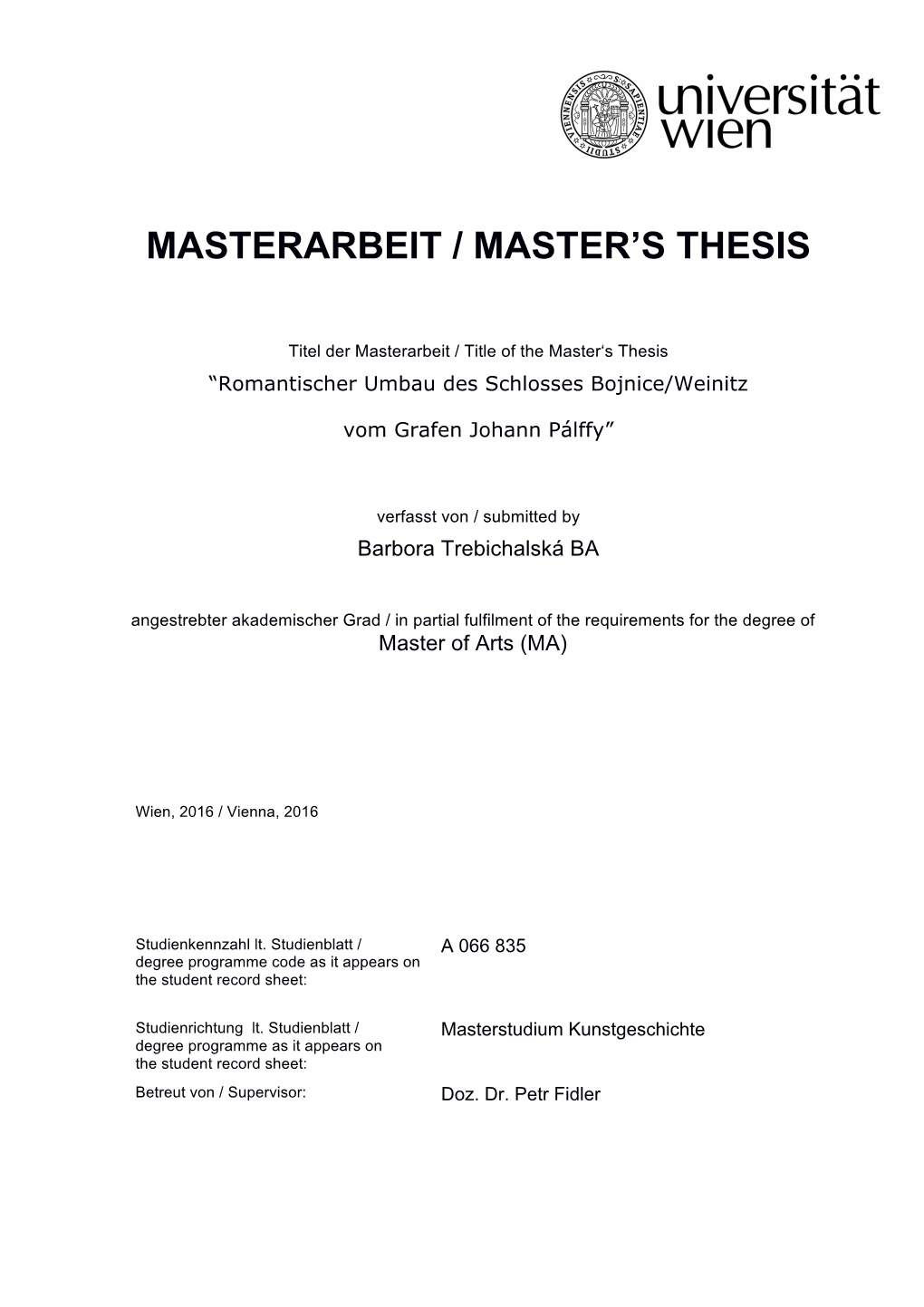 Masterarbeit / Master's Thesis