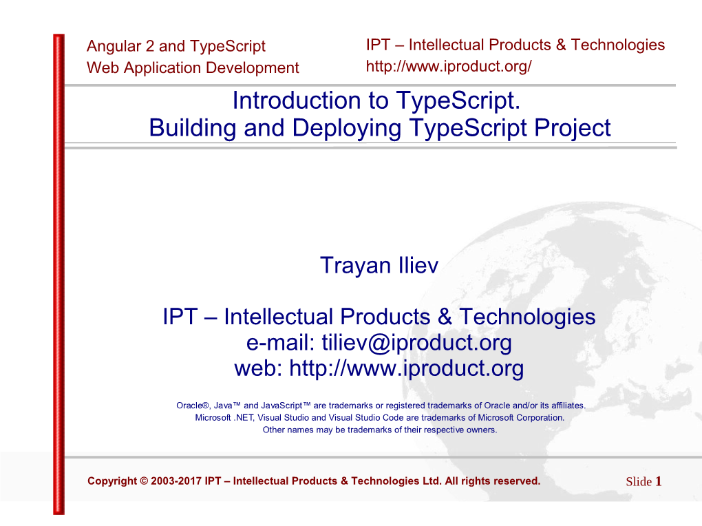 Introduction to Typescript. Building and Deploying Typescript Project