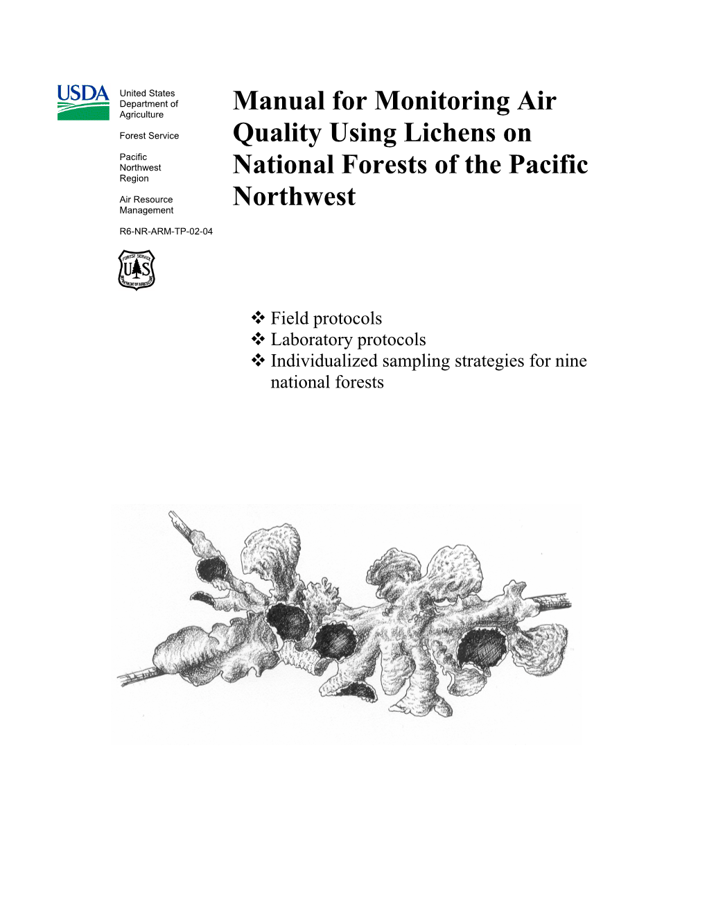 Manual for Monitoring Air Quality Using Lichens on National Forests of the Pacific Northwest