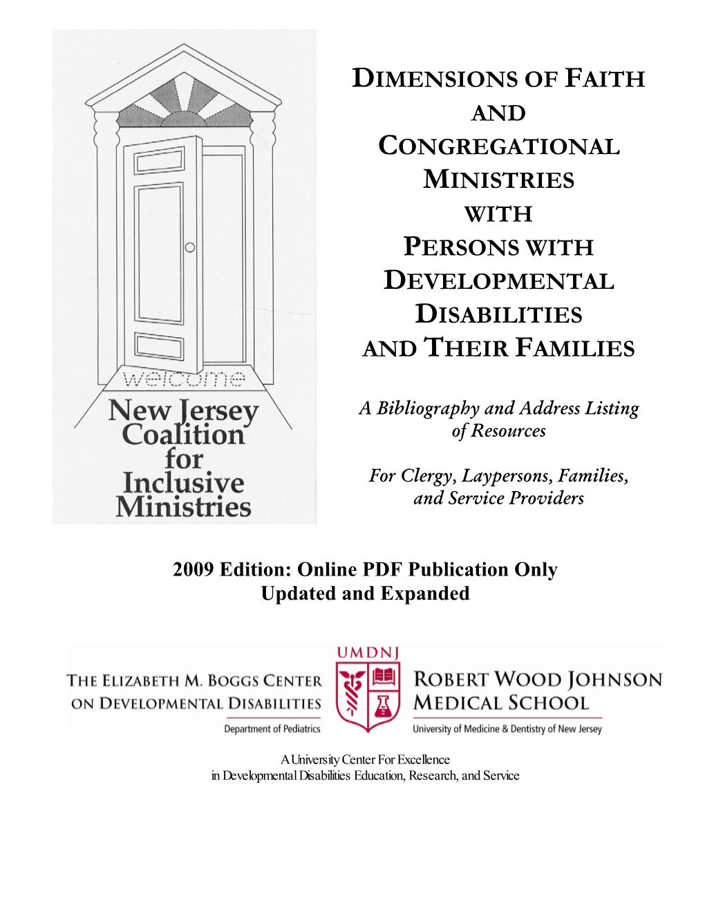 Dimensions of Faith and Congregational Ministries with Persons with Developmental Disabilities and Their Families