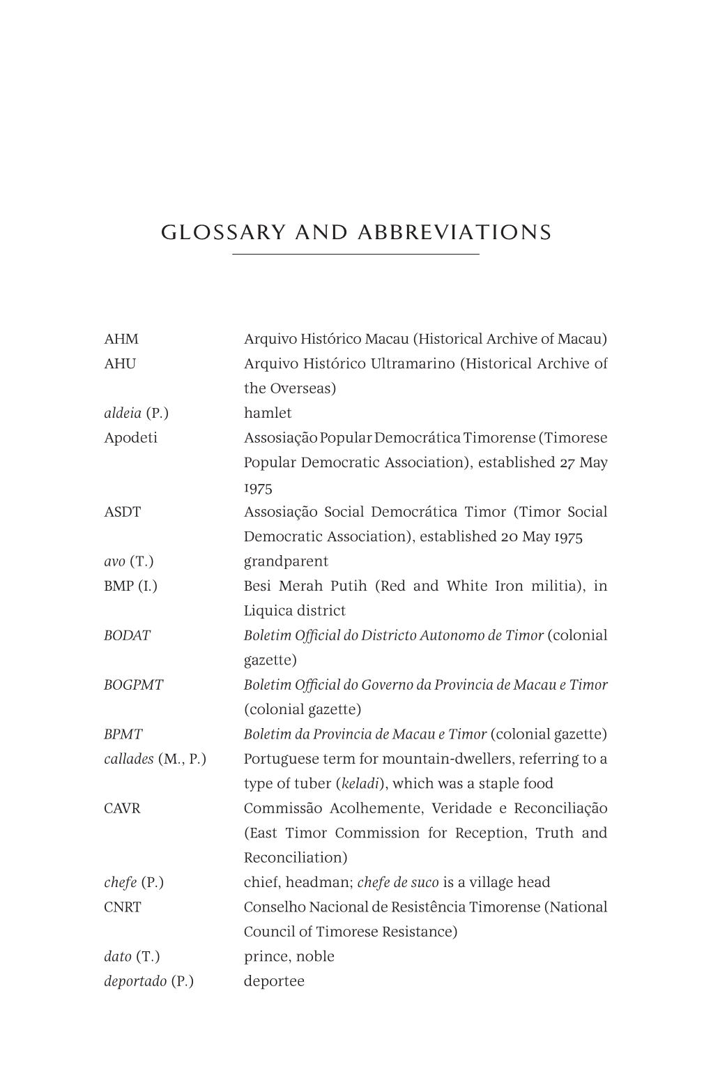 Glossary and Abbreviations