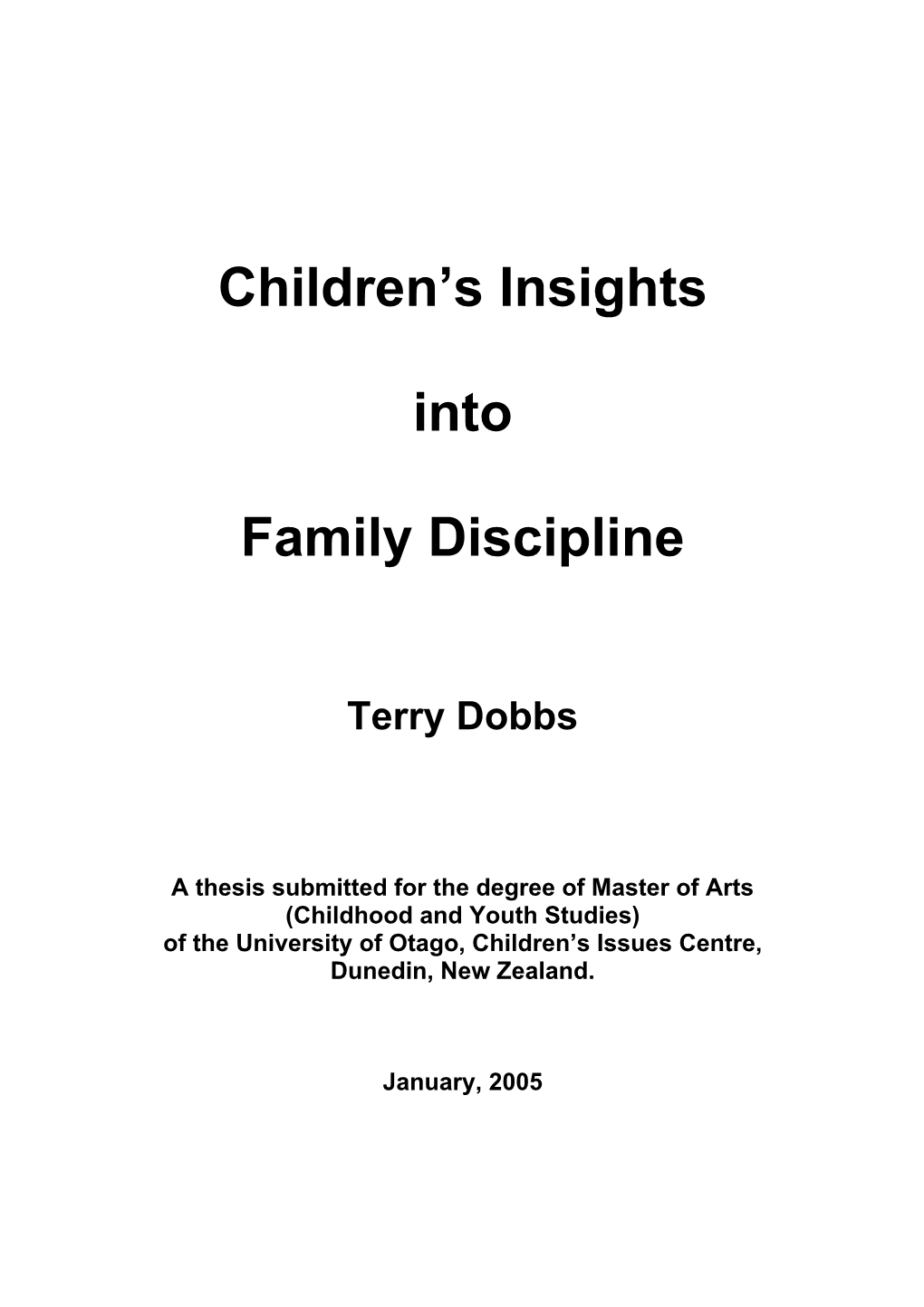 Children's Insights Into Family Discipline