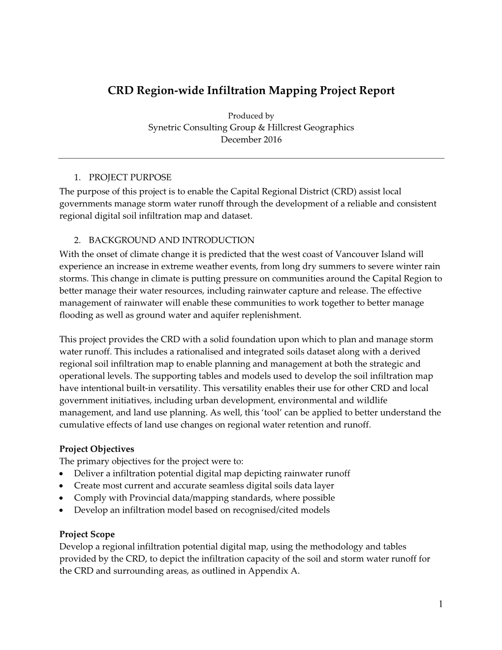 CRD Region-Wide Infiltration Mapping Project Report