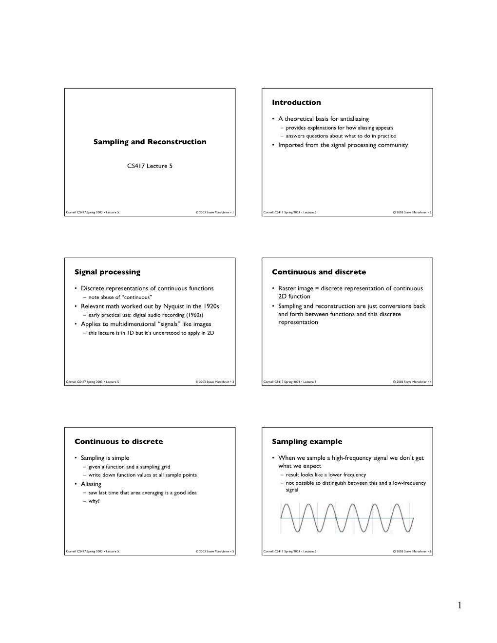 Sampling and Reconstruction Introduction Signal Processing