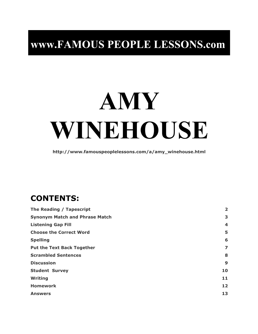 Famous People Lessons - Amy Winehouse