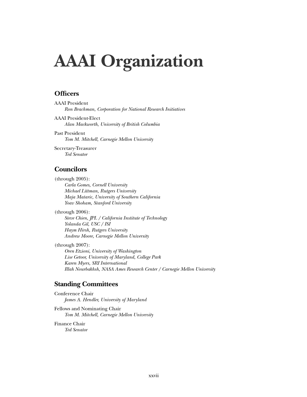 AAAI Organization