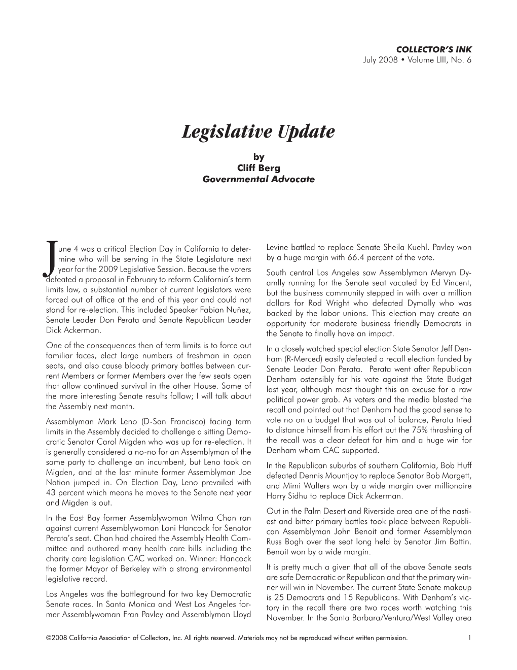 Legislative Update