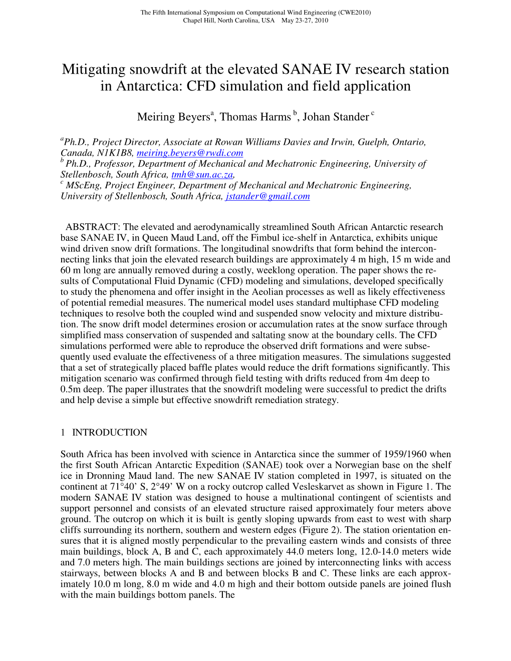 Mitigating Snowdrift at the Elevated SANAE IV Research Station in Antarctica: CFD Simulation and Field Application