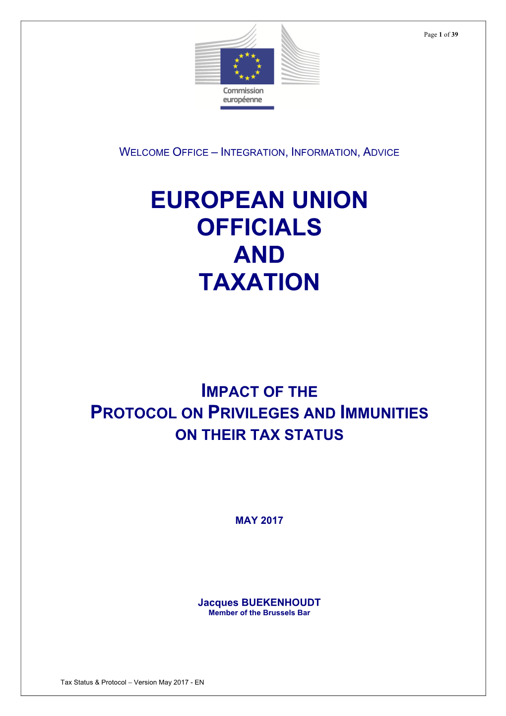 European Union Officials and Taxation