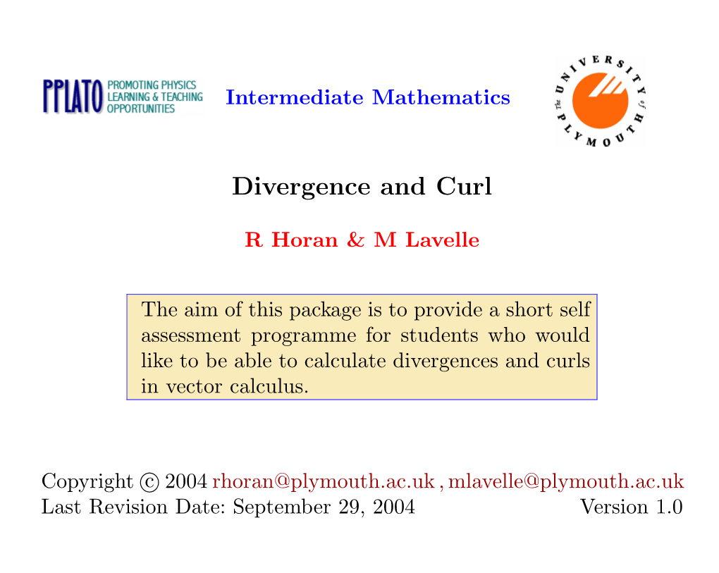 Divergence and Curl