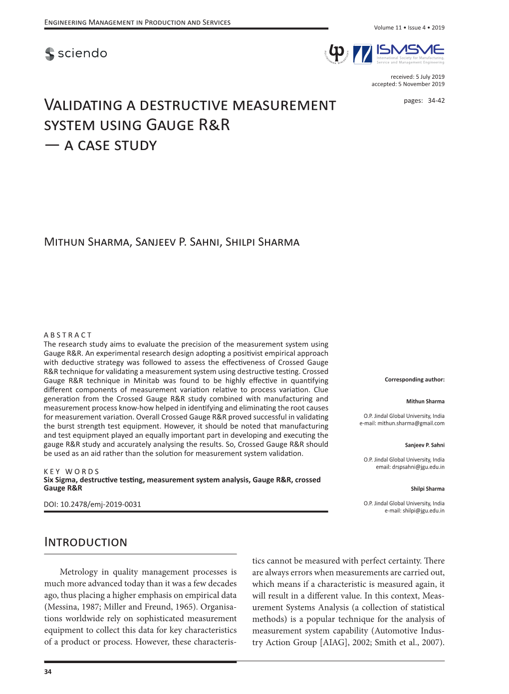 Validating a Destructive Measurement System Using Gauge R&R