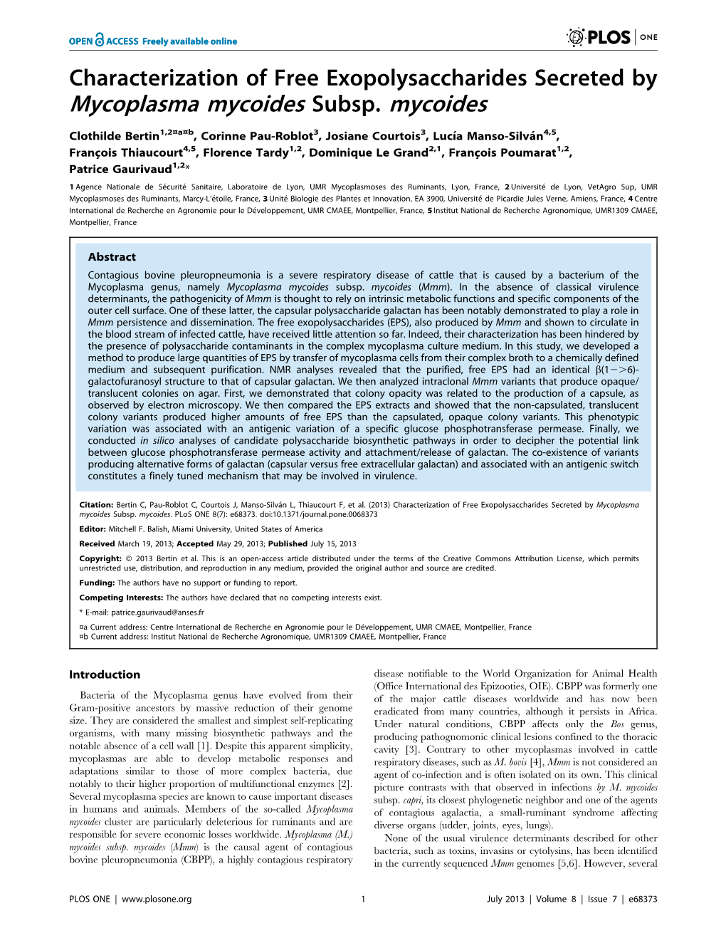 Mycoplasma Mycoides Subsp. Mycoides