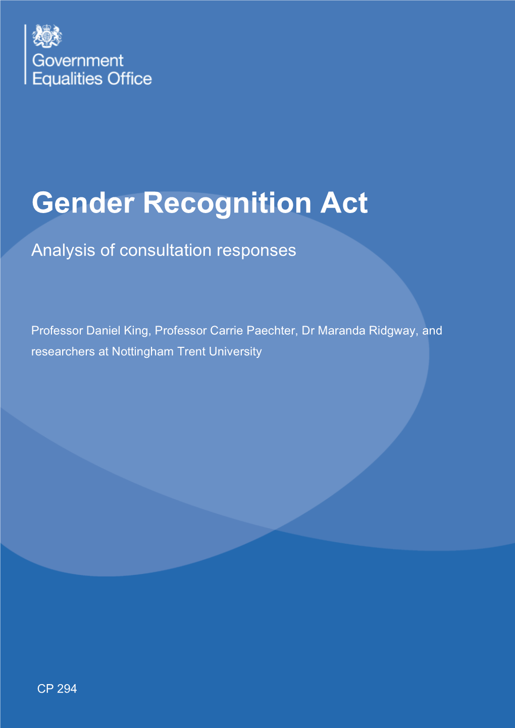 Gender Recognition Act – Analysis of Consultation Responses