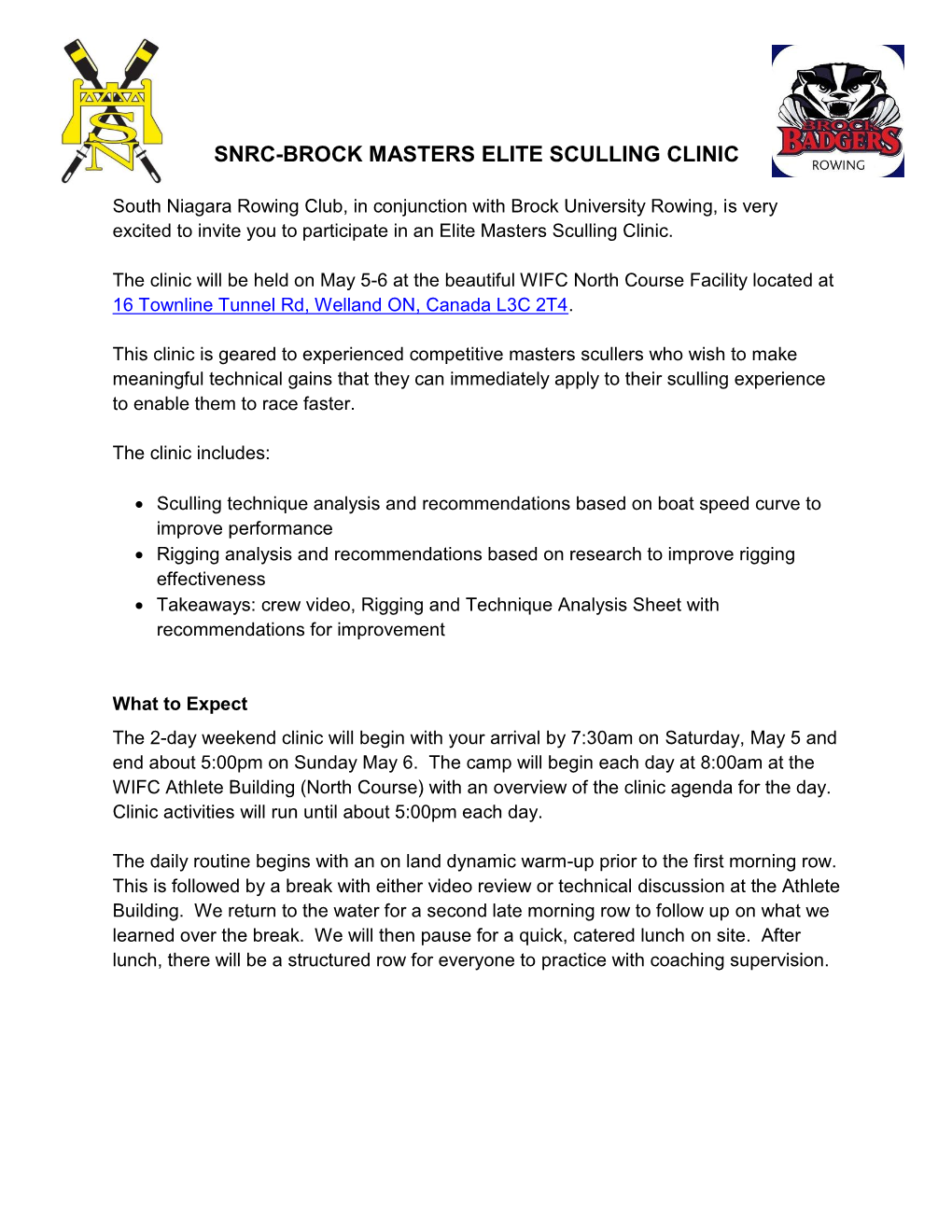 Snrc-Brock Masters Elite Sculling Clinic