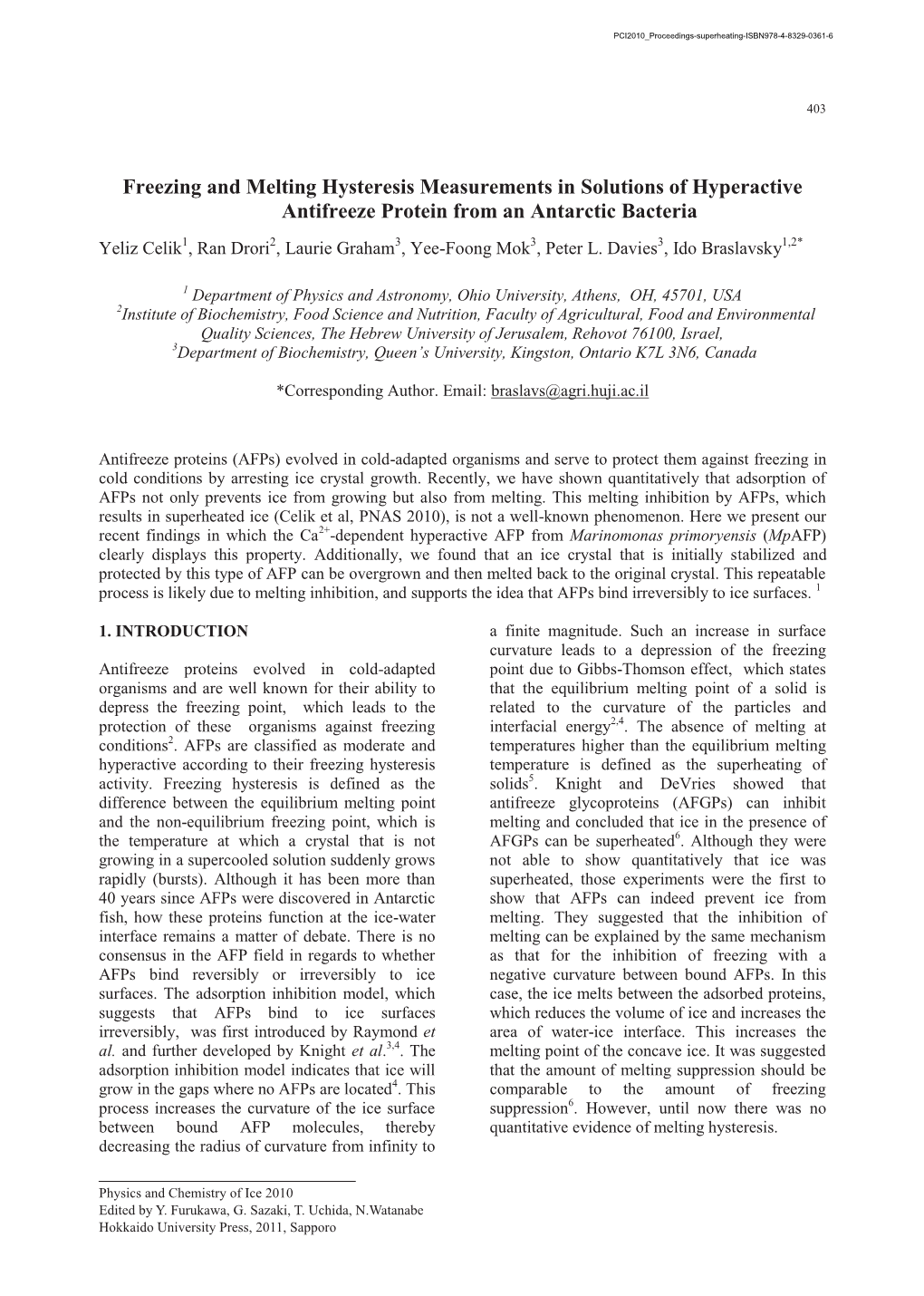 Freezing and Melting Hysteresis Measurements in Solutions