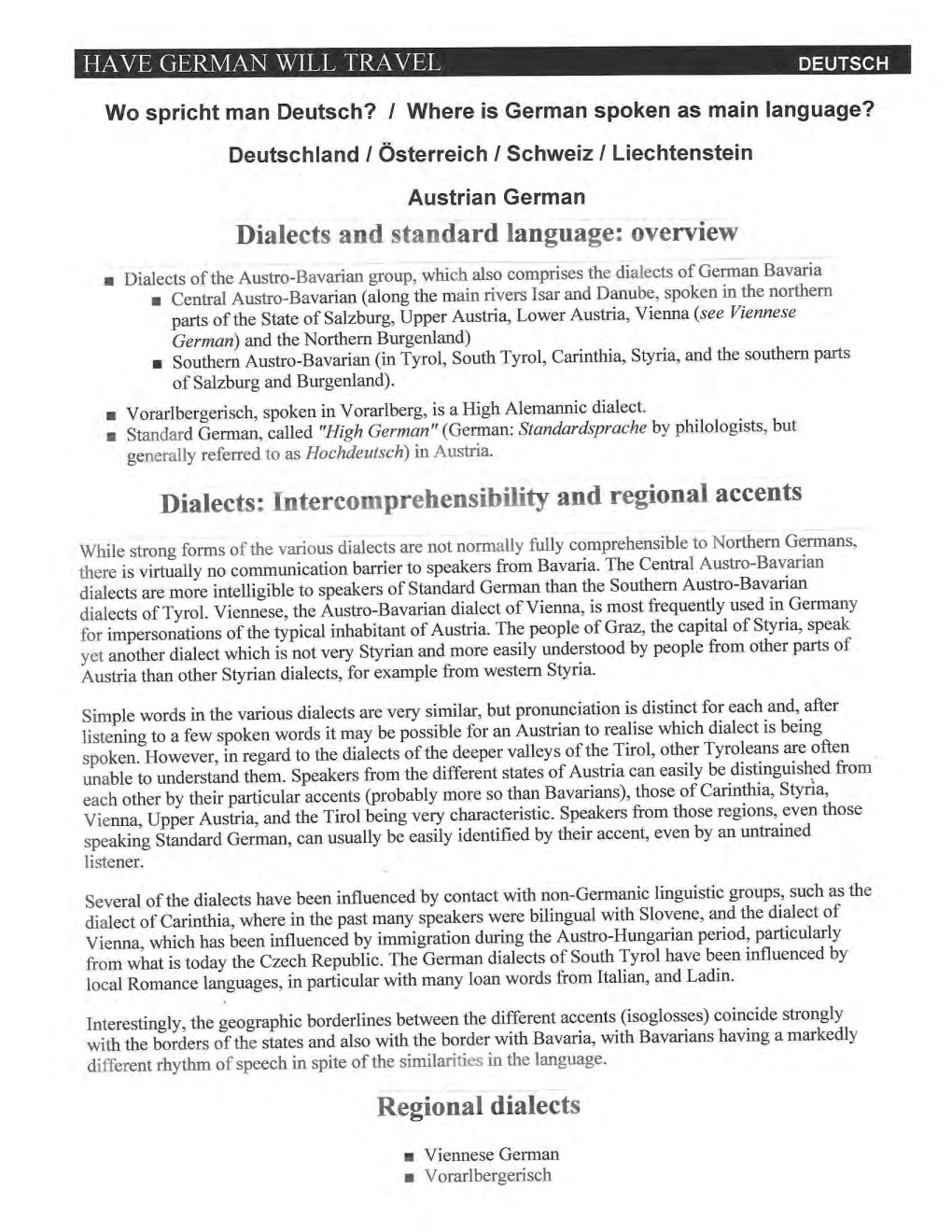 Dialects and Standard Language