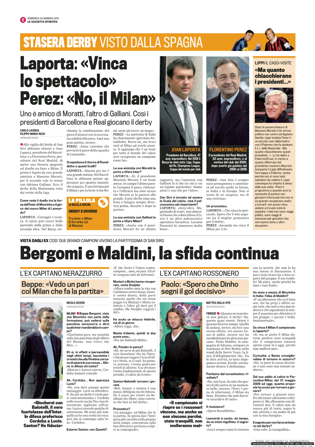 Perez: «No, Il Milan» Bergomi E Maldini, La