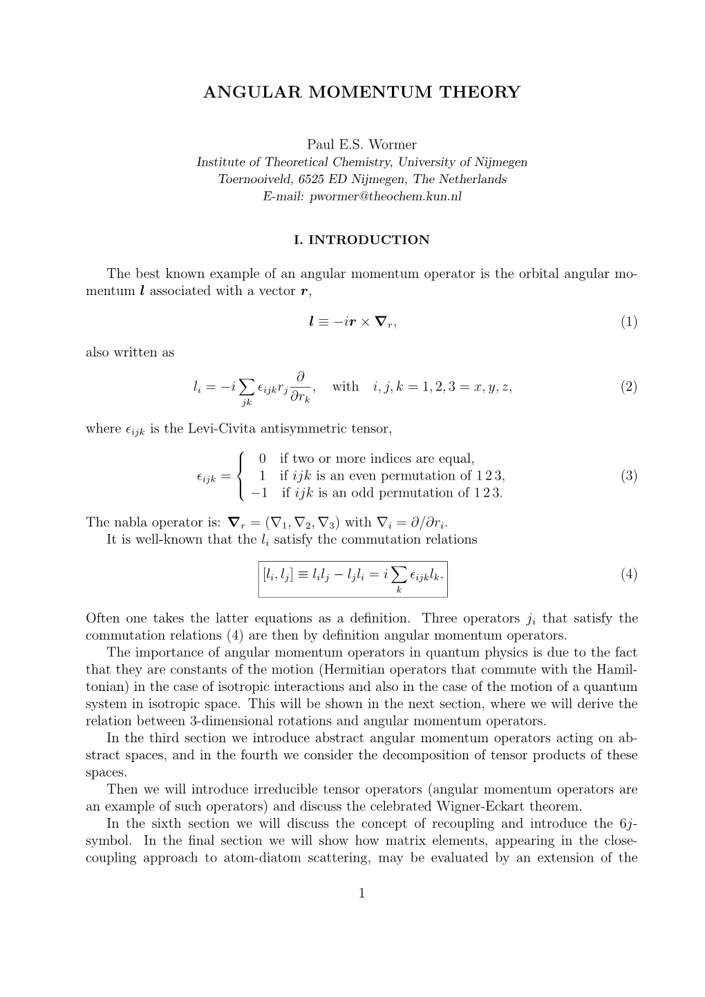 Angular Momentum Theory