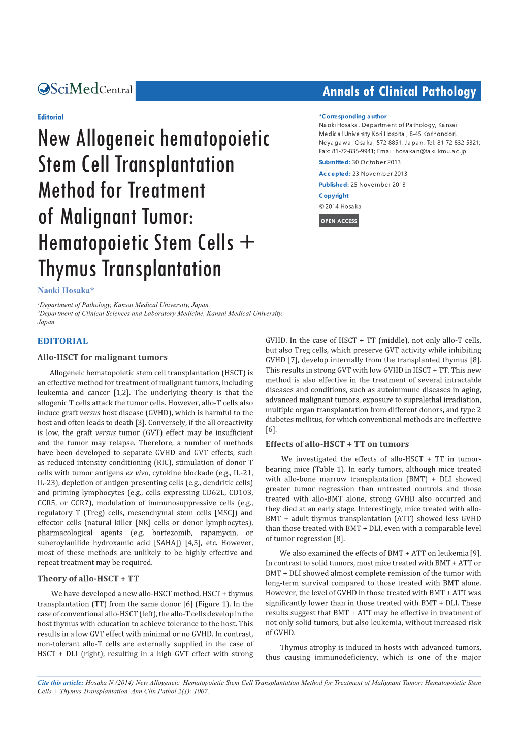 New Allogeneic Hematopoietic Stem Cell Transplantation Method: Hematopoietic Stem Cell Transplantation Plus Thymus Transplantation for Intractable Diseases