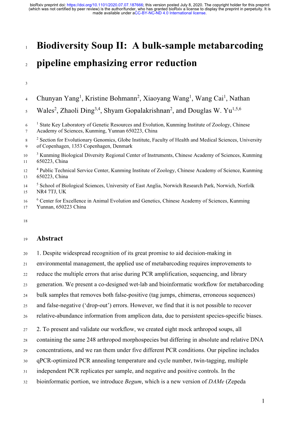 Biodiversity Soup II: a Bulk-Sample Metabarcoding Pipeline Emphasizing Error Reduction