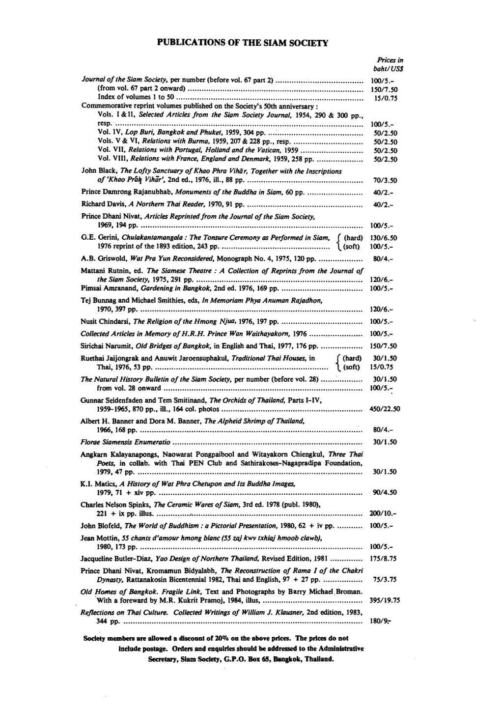 Publications of the Siam Society