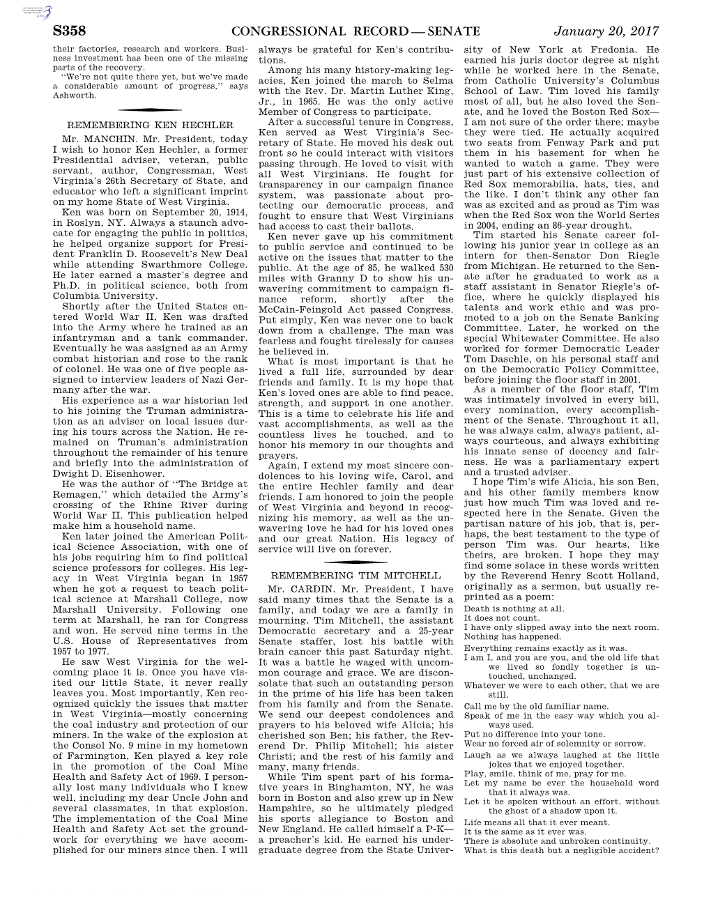 Congressional Record—Senate S358