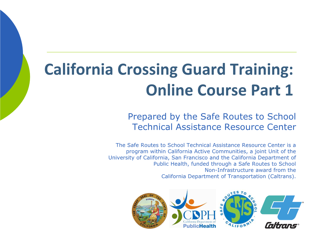 California Crossing Guard Training: Online Course Part 1