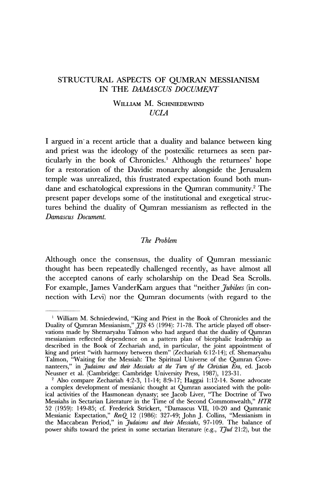 Structural Aspects of Qumran Messianism in the Damascus Document