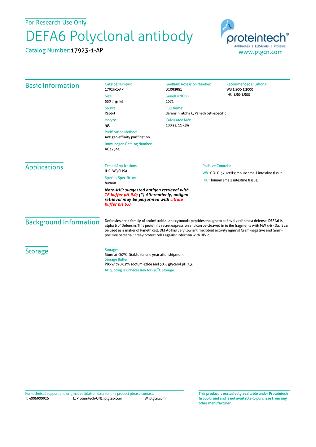 DEFA6 Polyclonal Antibody