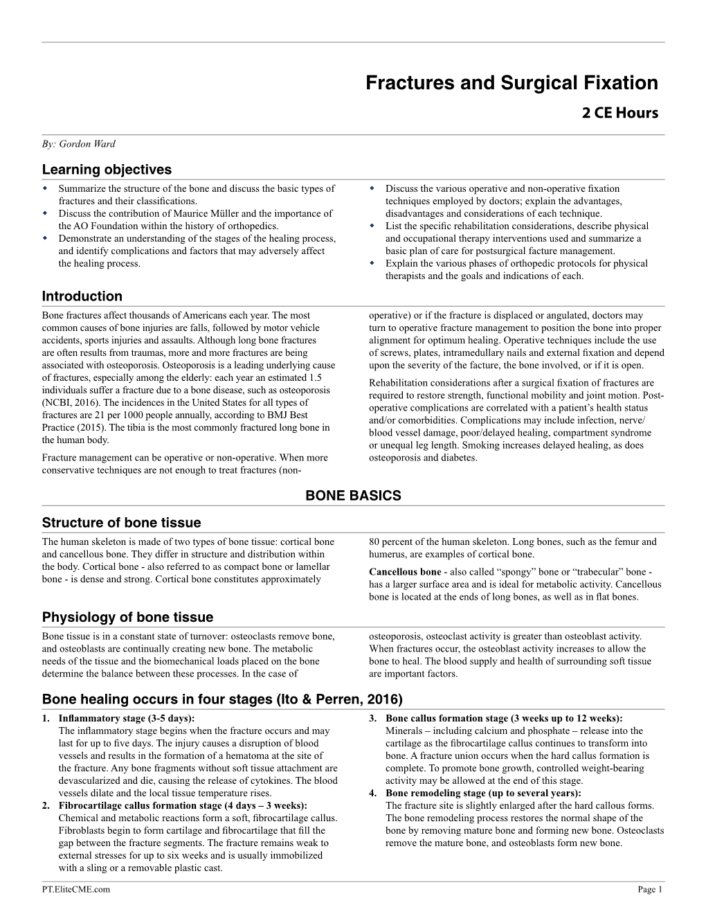 Fractures and Surgical Fixation 2 CE Hours