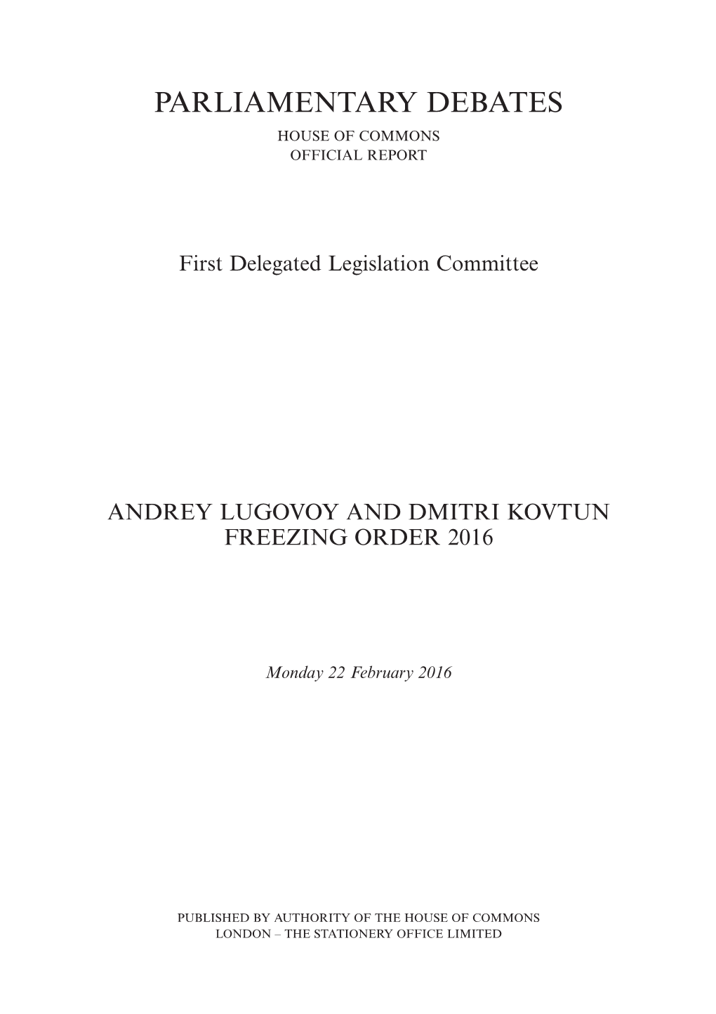 Parliamentary Debates House of Commons Official Report