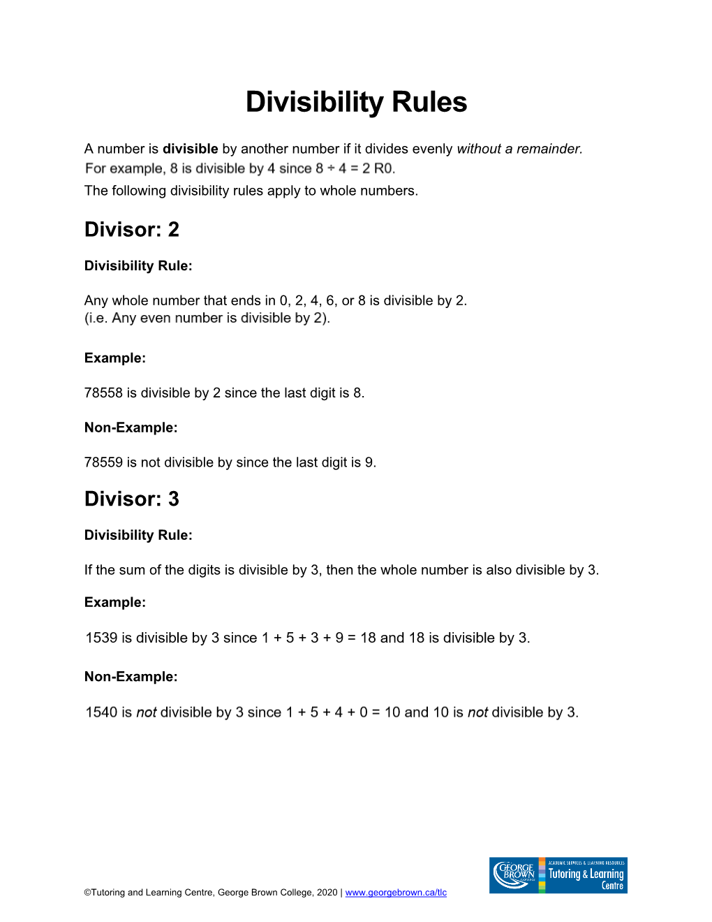 Divisibility Rules