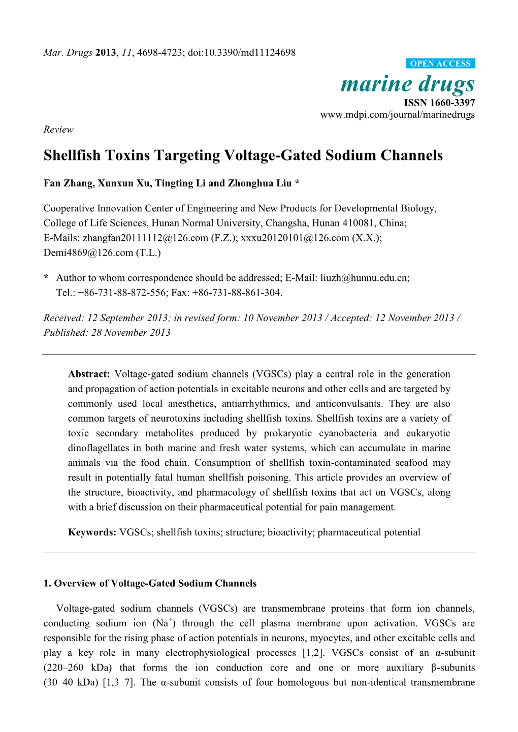 Shellfish Toxins Targeting Voltage-Gated Sodium Channels